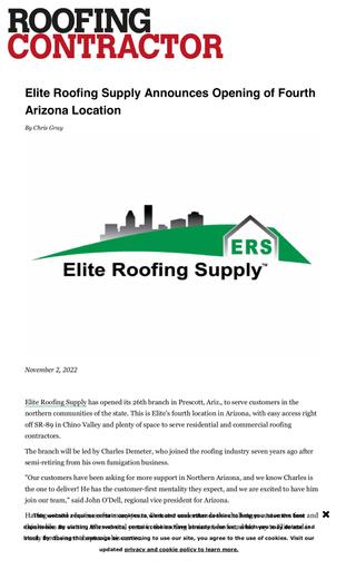 Roofing Contractor – Elite Roofing Supply Announces Opening of Fourth Arizona Location